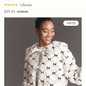 Anthropologie MABLE Elegant White Bow-Patterned Women's Jacket S